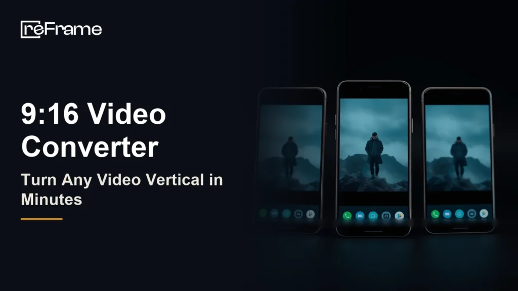 Three upright smartphones each showing a full-screen vertical video of a man on a misty mountain ridge
